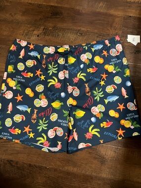 Old Navy Navy Blue Tropical Swim Trunks